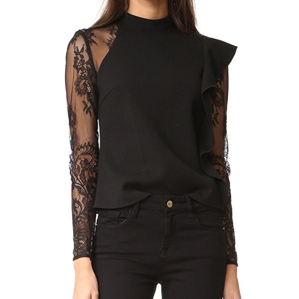 Self-Portrait Black Lace Ophelia Top Sz 2
